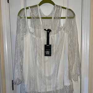Rain White Lace Overlay Top